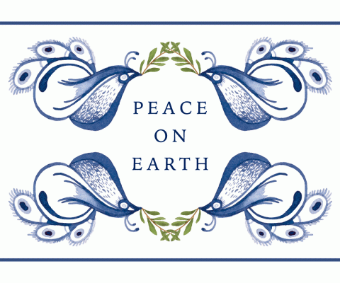 "Peace on Earth" (2019) Holiday card designed from original watercolor painting.