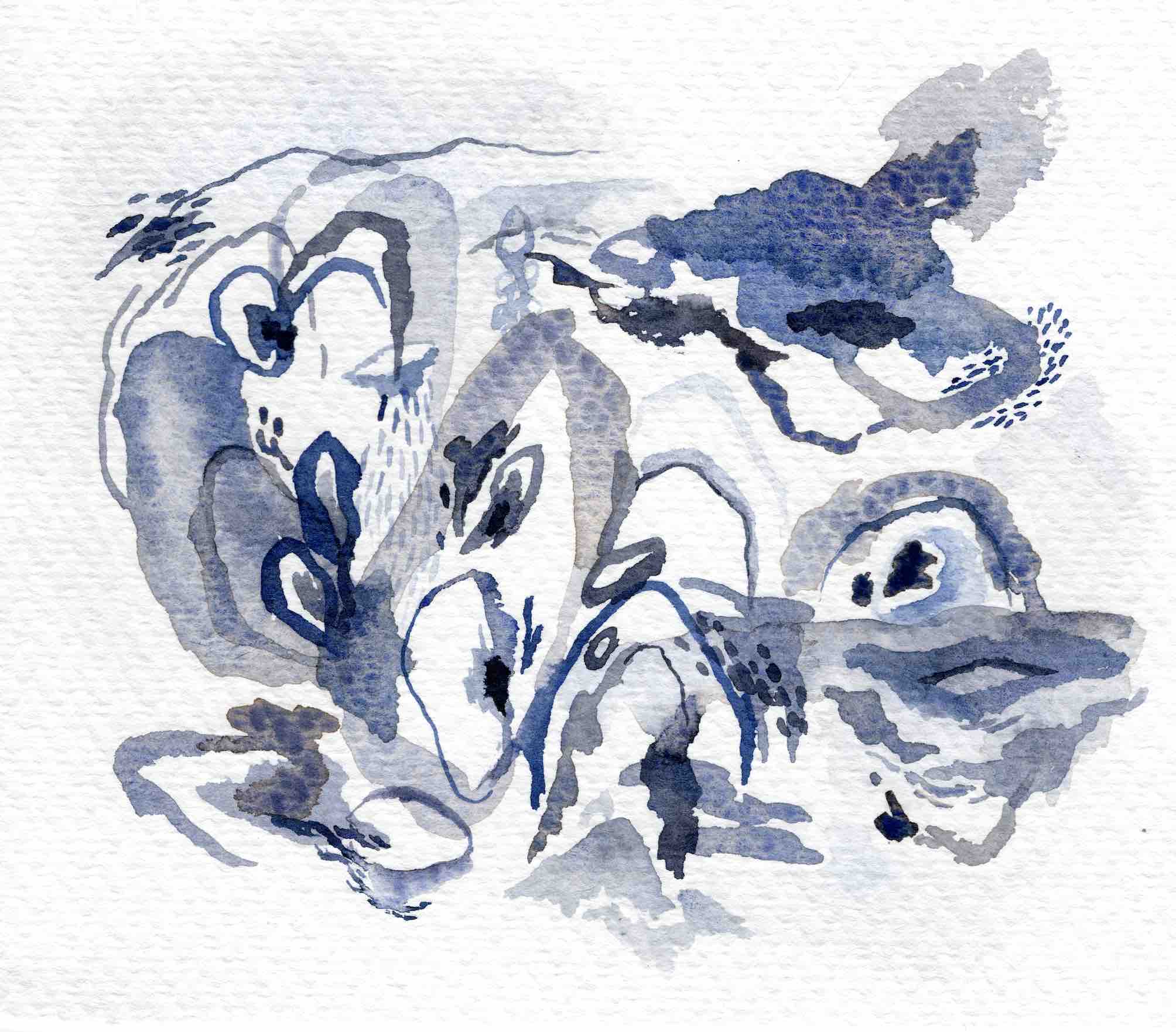 "Cala Azul" (2020) 17.5 x 15 cm. Watercolor on paper.