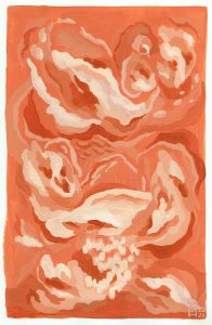 "Abstracción Naranja II" (2021) Acrylic on paper. 21x29.7cm.