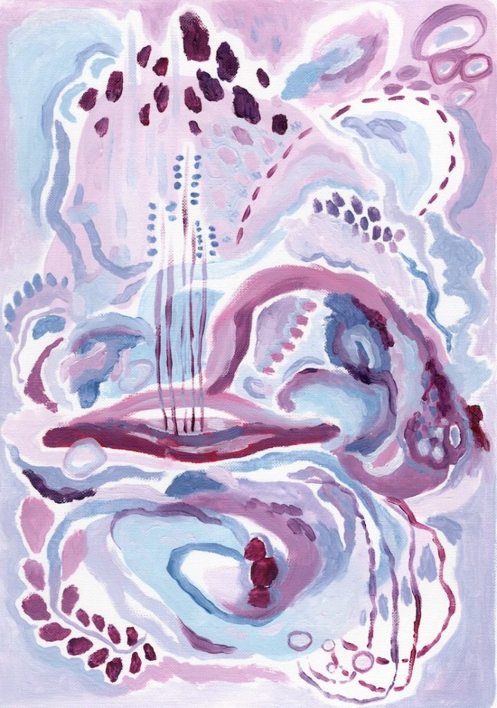 "Untitled [lavender abstraction]" (2023) Oil on paper. 21 x 29.7 cm